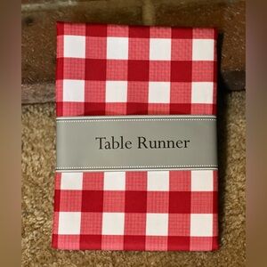 Red Check Outdoor Table  Runner